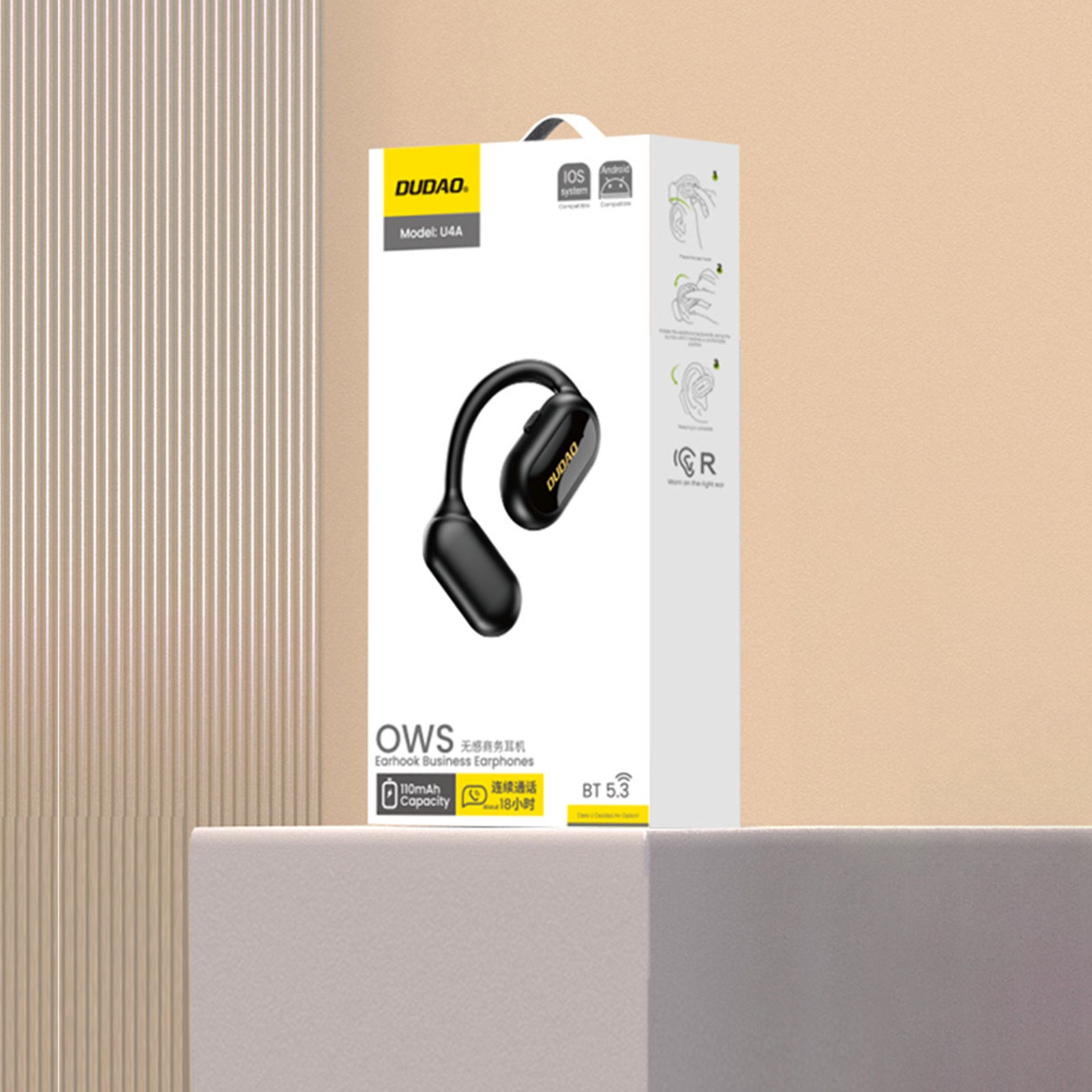 Słuchawka biznesowa bezprzewodowa Bluetooth IPX5 50mAh - czarna (6)