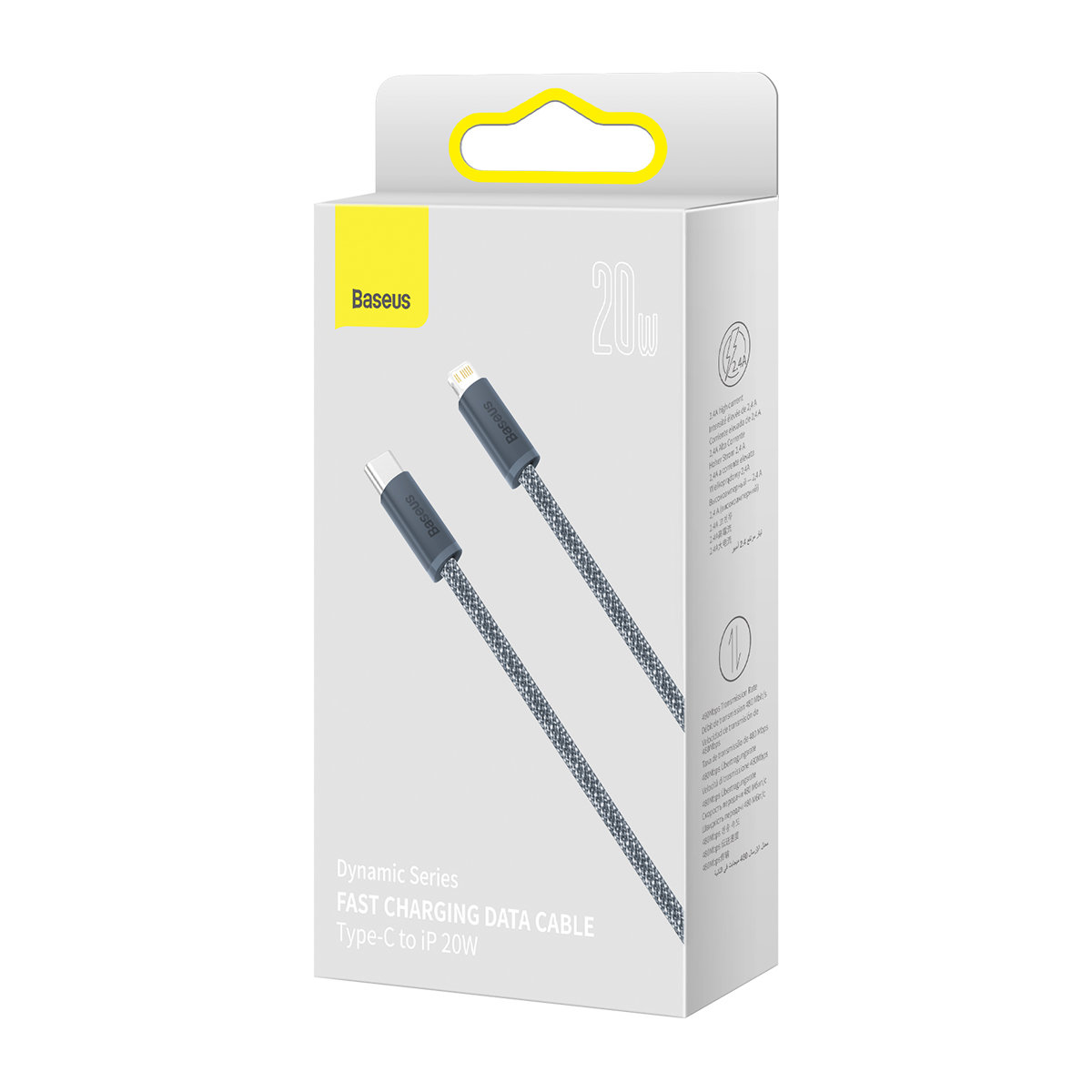 Kabel przewód do iPhone USB-C - Lightning Power Delivery 20W 2m - szary (5)