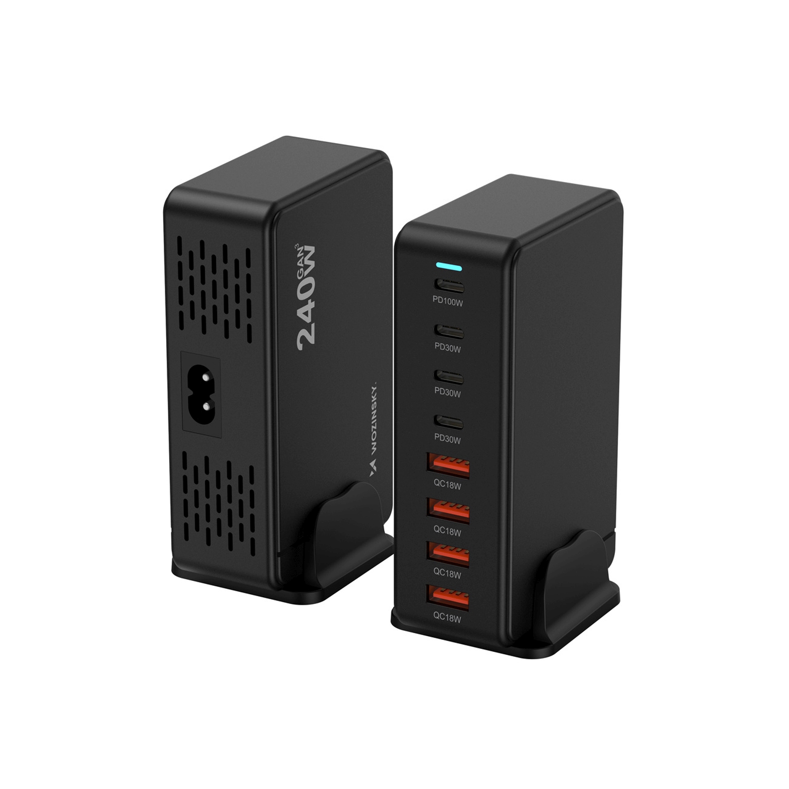 Stacja ładująca biurkowa 4x USB-A 4x USB-C GaN QC3 240W - czarna (3)
