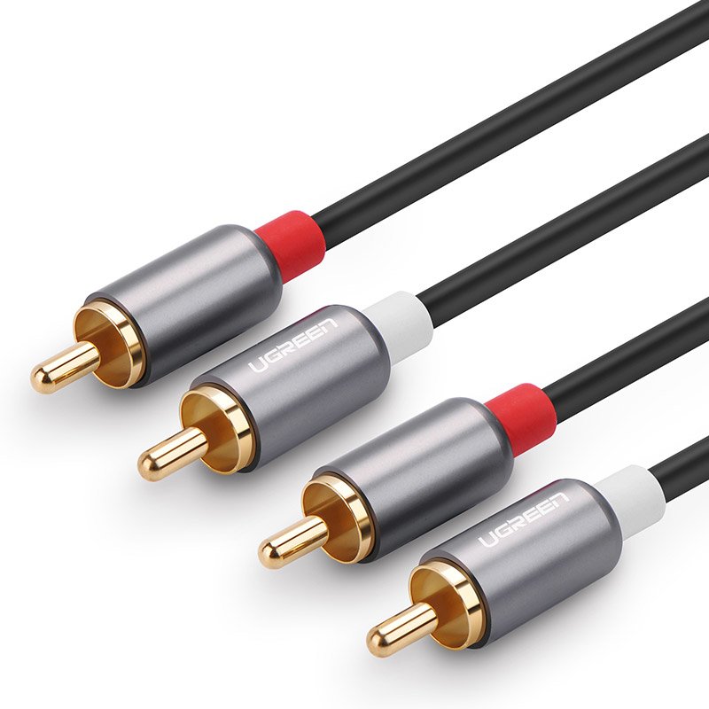Kabel przewód stereo audio video 2 RCA 2x Cinch 5m szary (8)