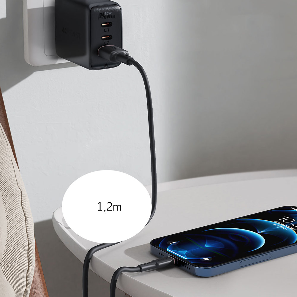 Kabel przewód do iPhone MFI USB - Lightning 2.4A 1.2m czarny (11)