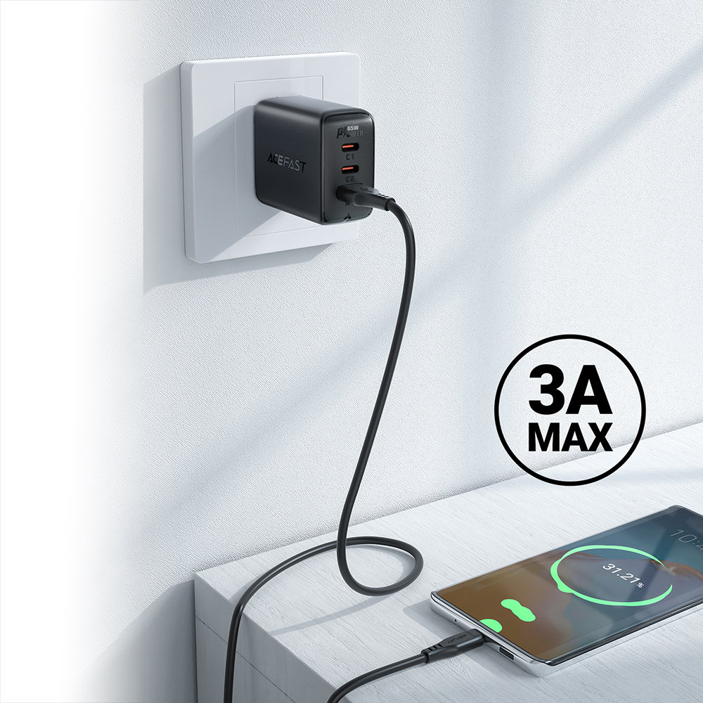 Kabel przewód do telefonu USB - USB-C 3A 1.2m biały (8)