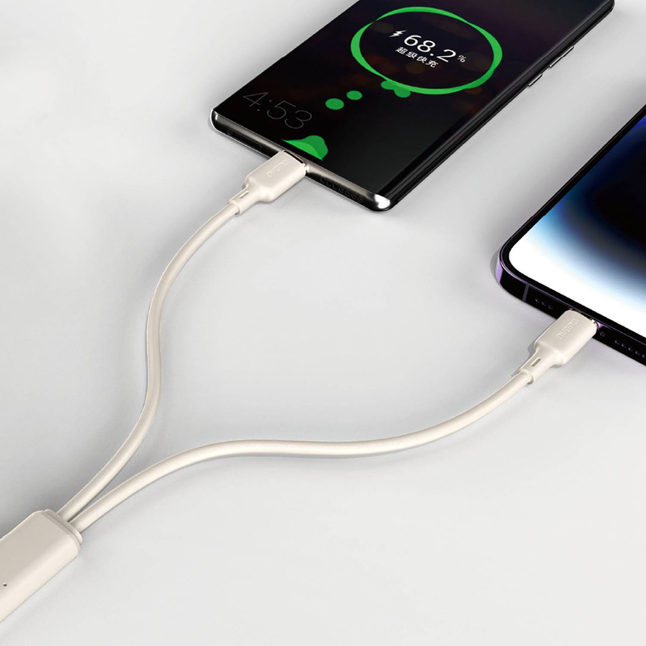 Kabel przewód wzmacniany SR do iPhone USB-C - Lightning 30W 1m beżowy (3)