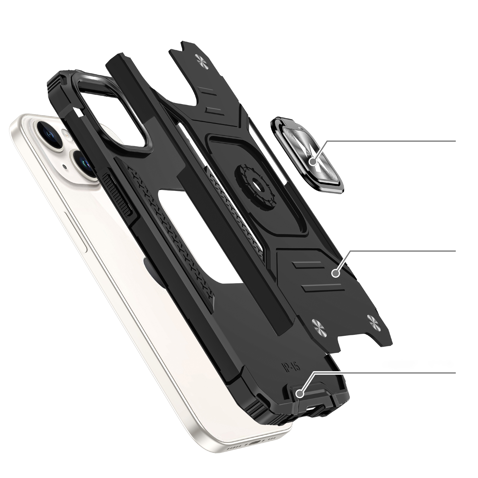 Pancerne etui z uchwytem na palec do iPhone 15 Plus Ring Armor czerwone (3)