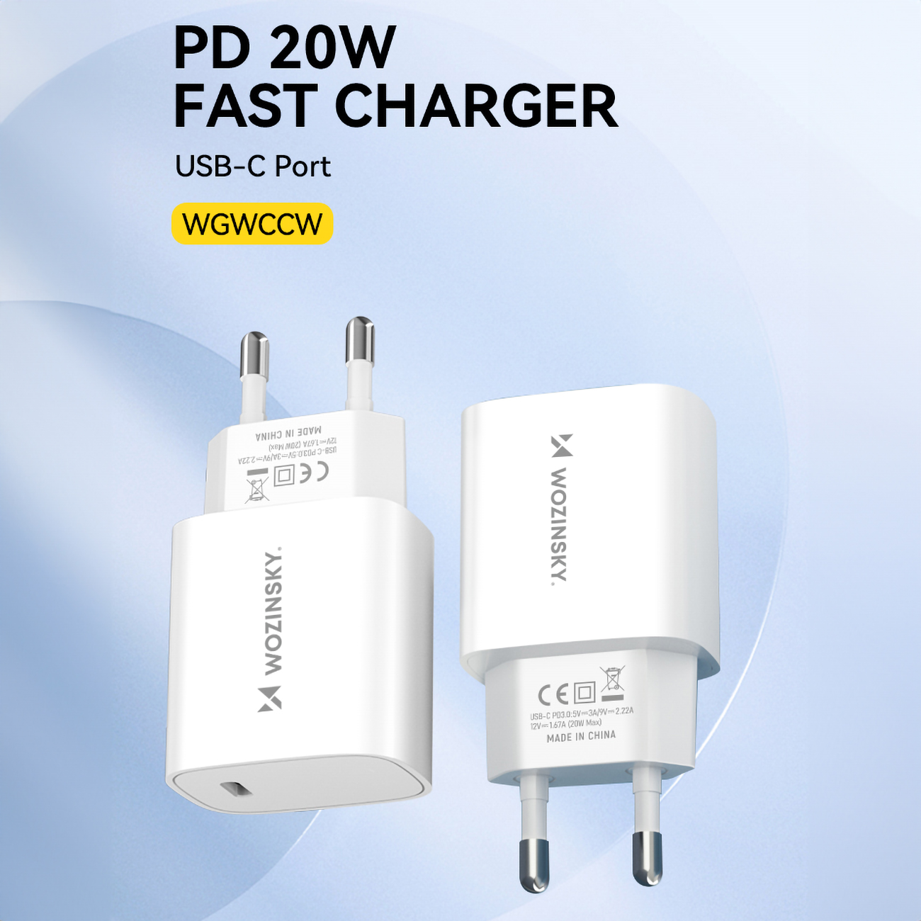 Ładowarka sieciowa 20W USB-C 100-240V biała (6)