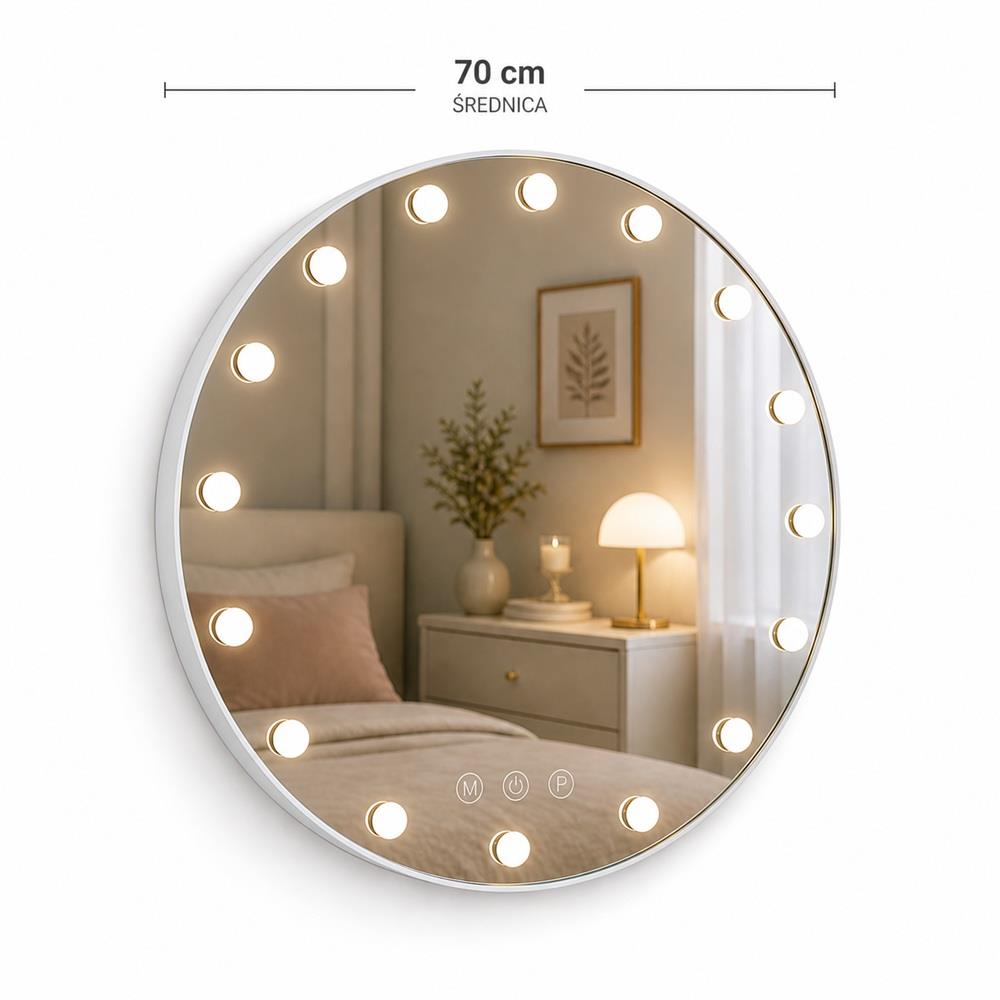 Lustro podświetlane LED HOLLYWOOD śr 70cm (4)