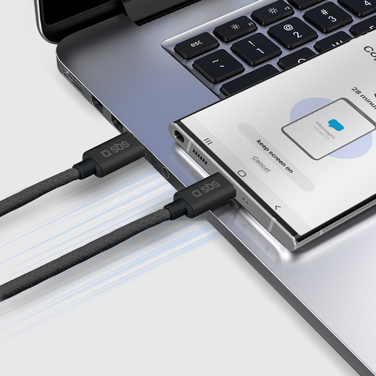 Kabel przewód w oplocie USB-C 60W 1.5m - czarny (6)