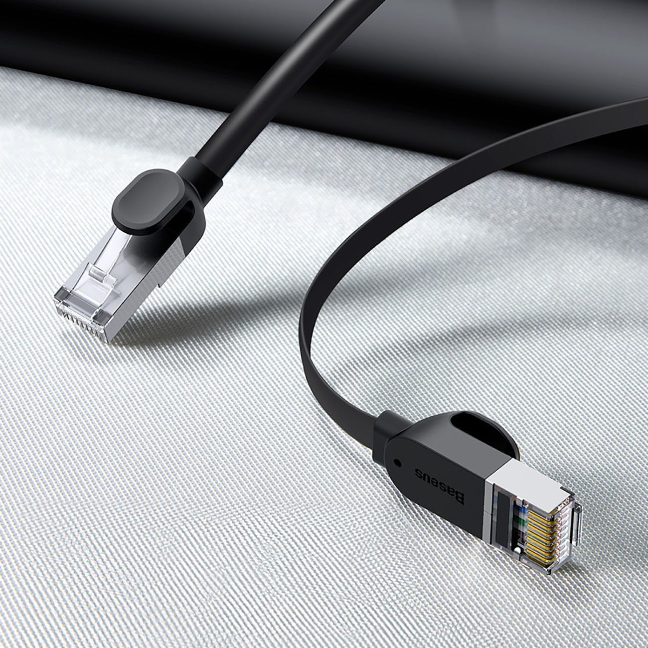 Kabel sieciowy RJ45 płaski High Speed Ethernet CAT6 1m - czarny (8)