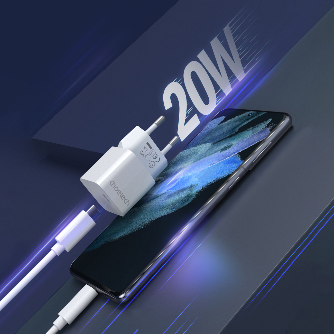 Ładowarka sieciowa 20W USB Typ C biały (4)