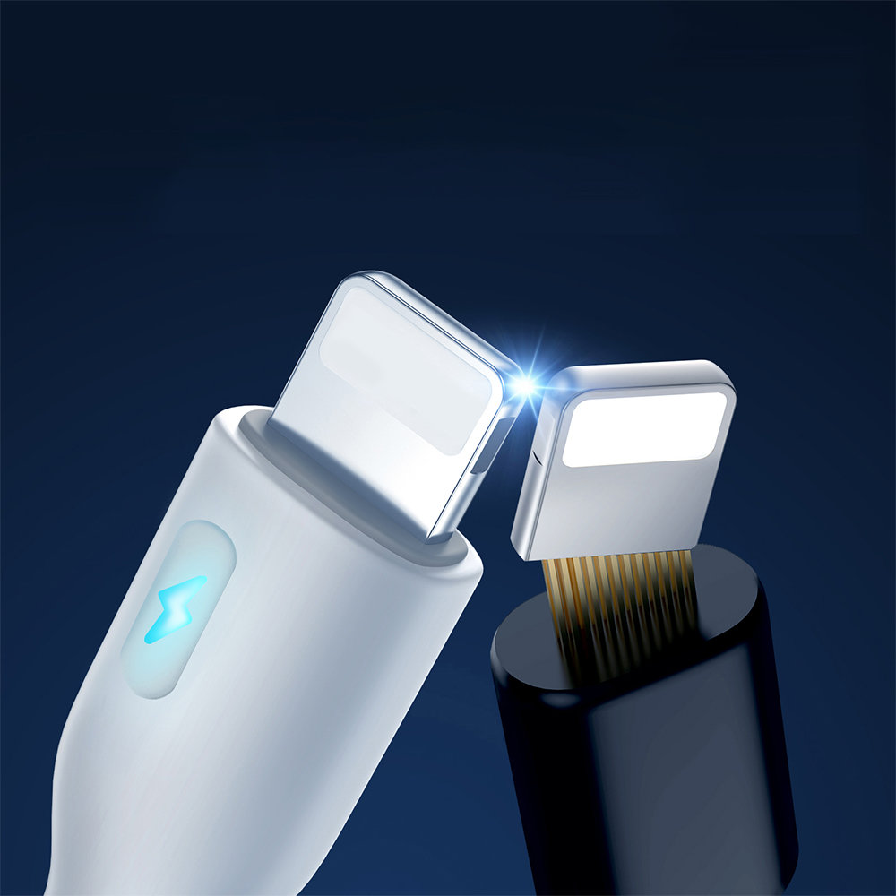 Kabel do iPhone ze wskaźnikiem LED USB-C - Lightning 20W 2m biały (6)