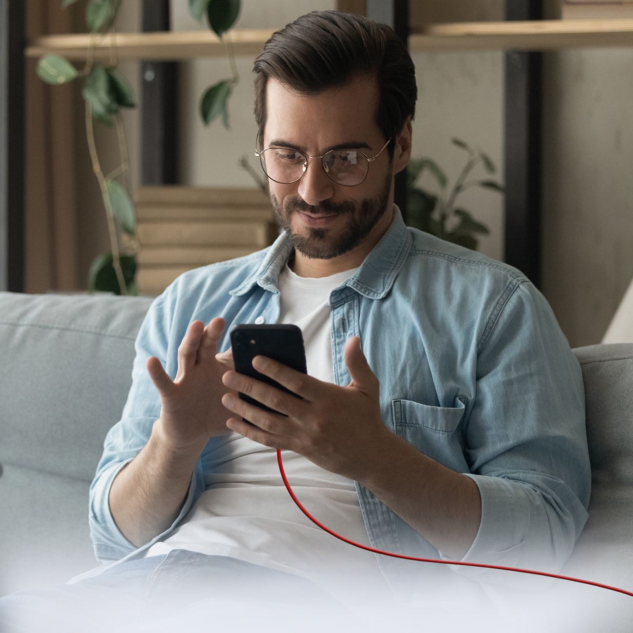 Kabel przewód w oplocie USB-C 60 W 1.5m - czerwony (4)