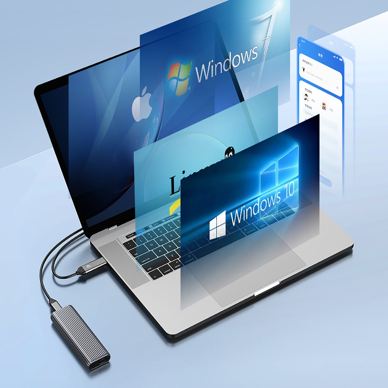 Kieszeń obudowa na dysk AM2C3-G2 M.2 NVME USB-C - szara (3)