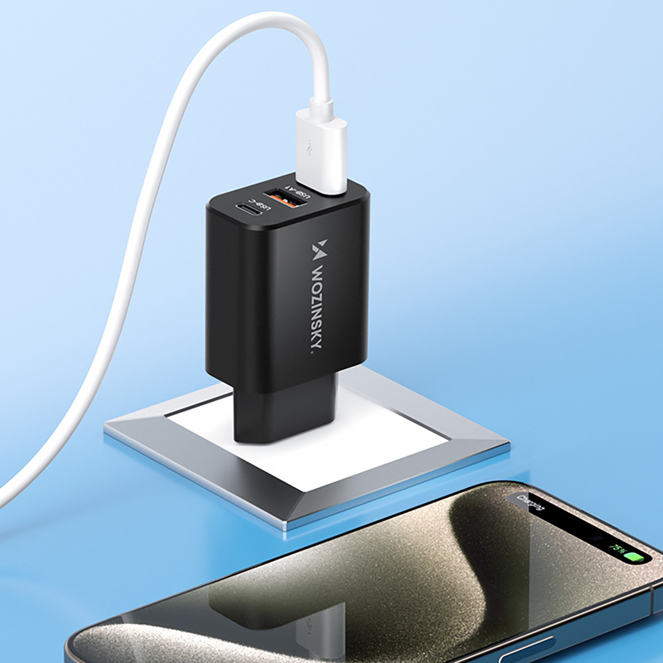 Ładowarka sieciowa 30W USB-C 2x USB-A - czarny (8)
