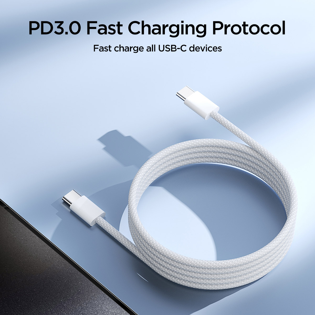 Kabel przewód Ben Series USB-C 60W 1 m - biały (4)