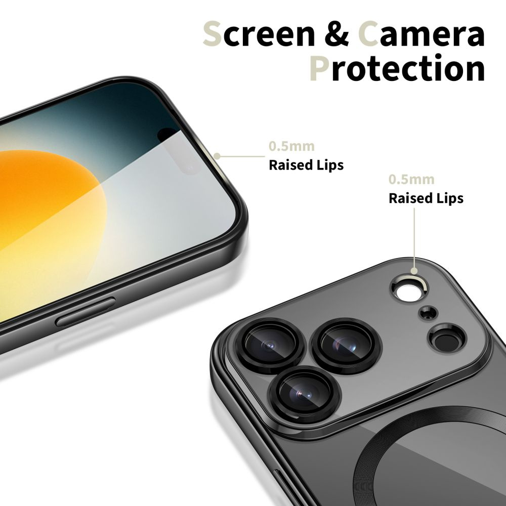 Etui pokrowiec case na iPhone 17 Pro MagFlex MagSafe - przezroczysto-czarne (3)