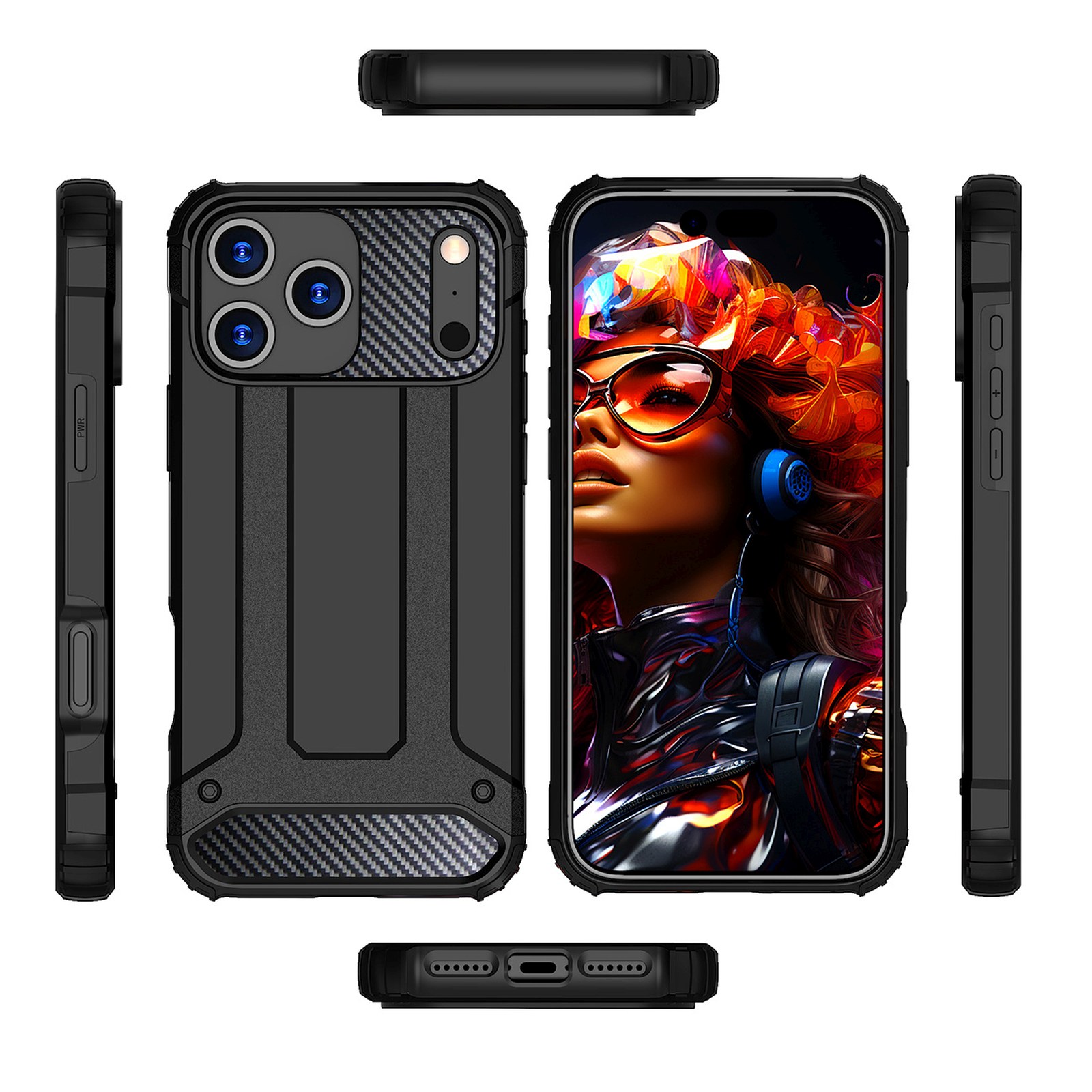Etui pancerne na iPhone 17 Pro Max Hybrid Armor - czarne (4)
