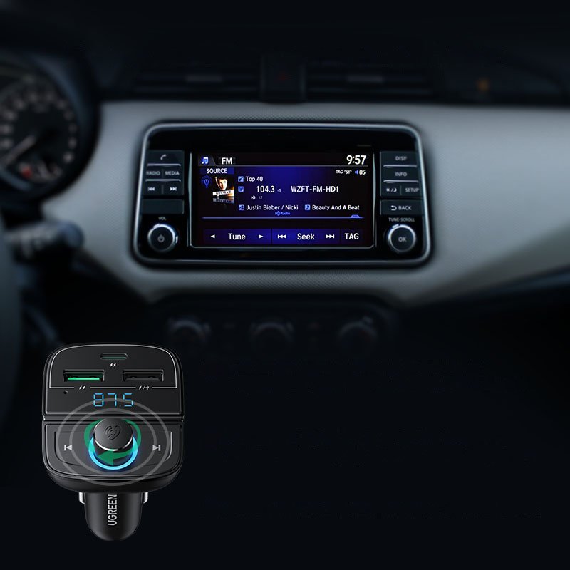 Transmiter FM MP3 Bluetooth 5.0 ładowarka samochodowa 3x USB TF microSD czarny (8)