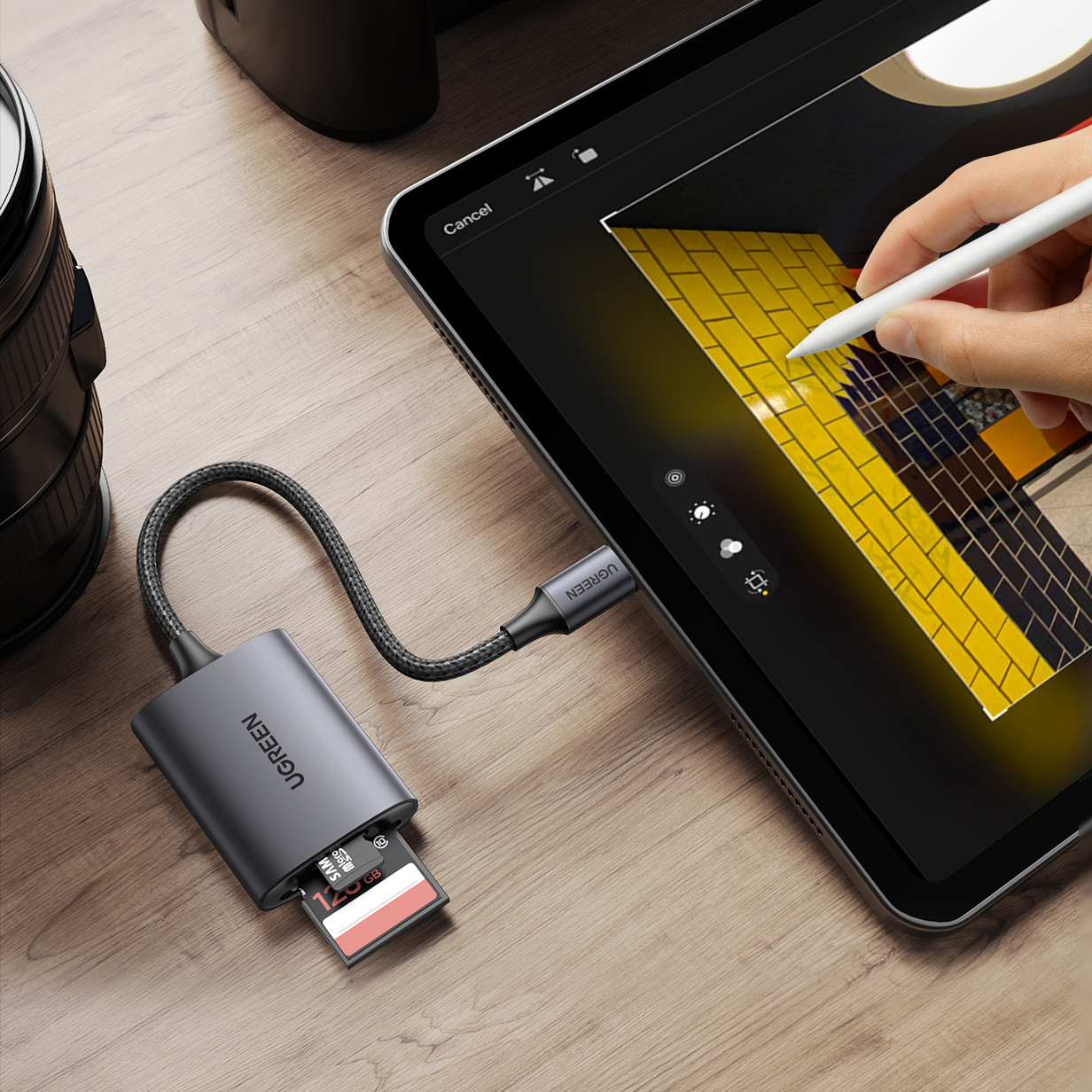 Czytnik kart SD microSD MMC TF USB-C 5Gb/s - szary (4)
