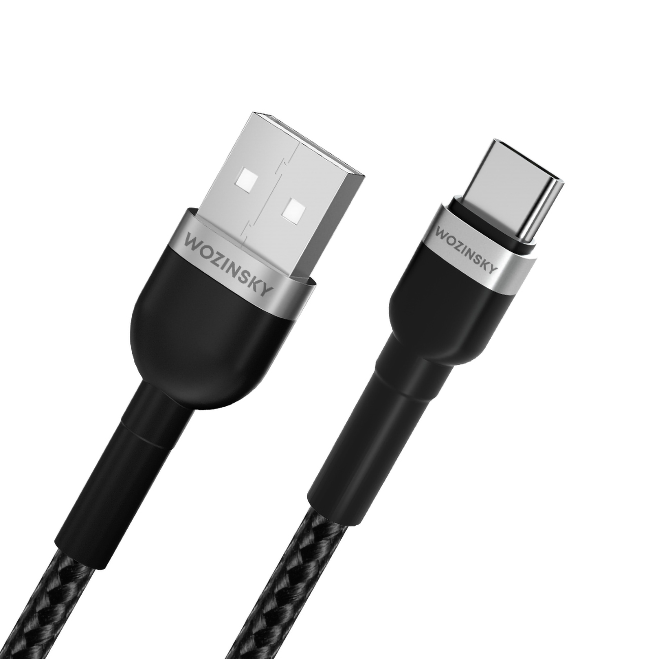 Kabel przewód w oplocie USB-A - USB-C 2.4A 1m czarny (4)