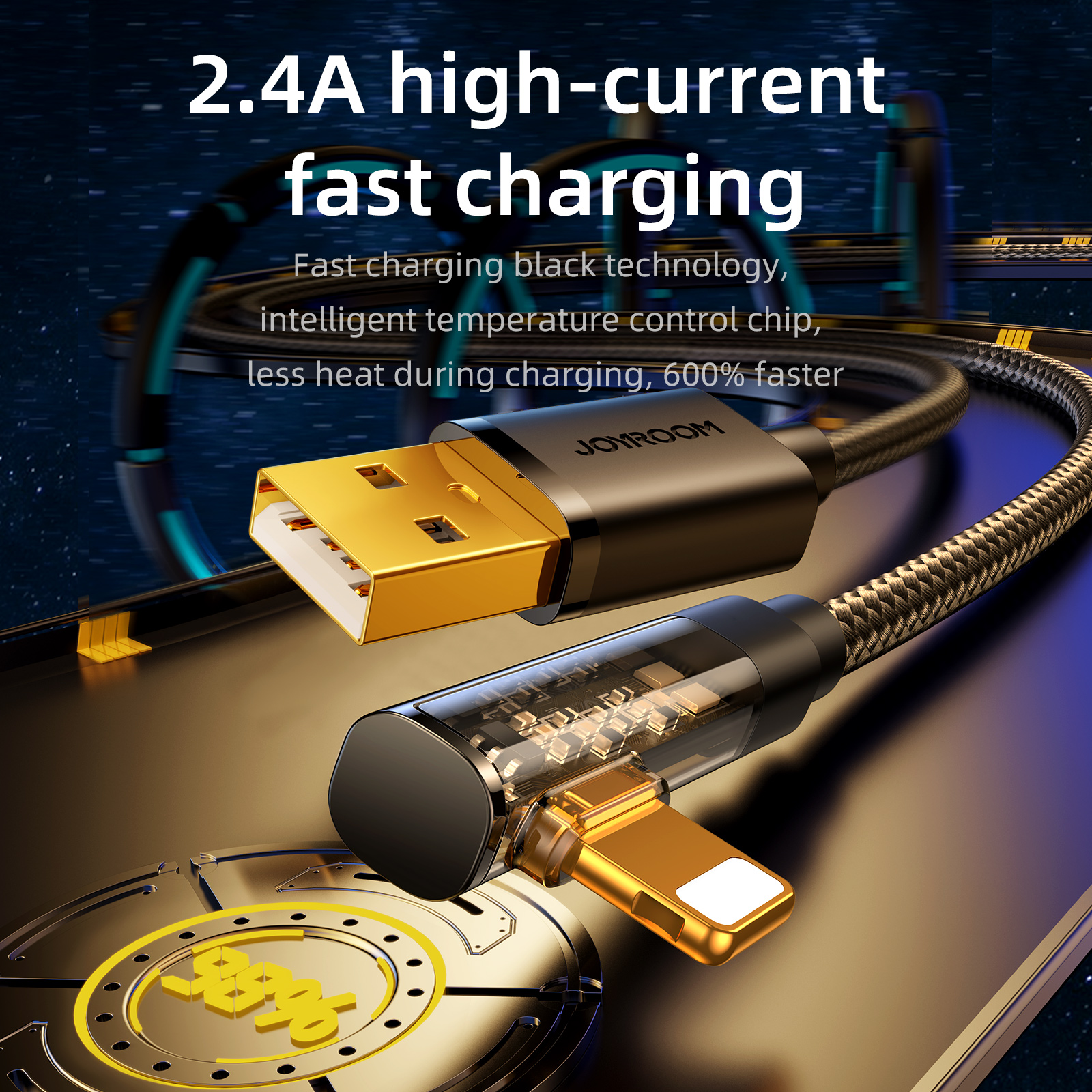 Kabel przewód kątowy do iPhone USB-A - Ligtning 2.4A 1.2m niebieski (4)