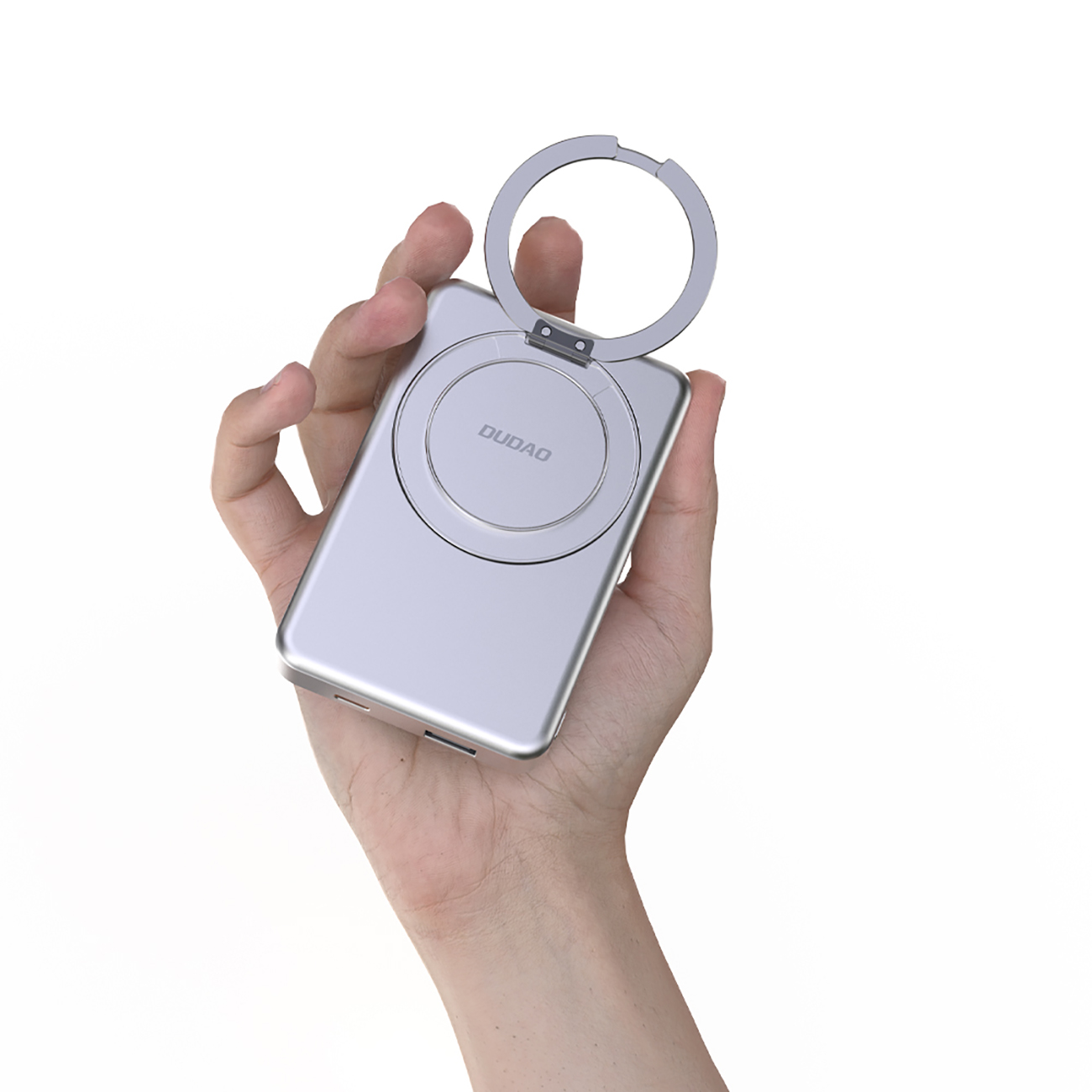 Powerbank K28 10000mAh z MagSafe z metalową obudową i podstawką PD 22.5W - srebrny (7)