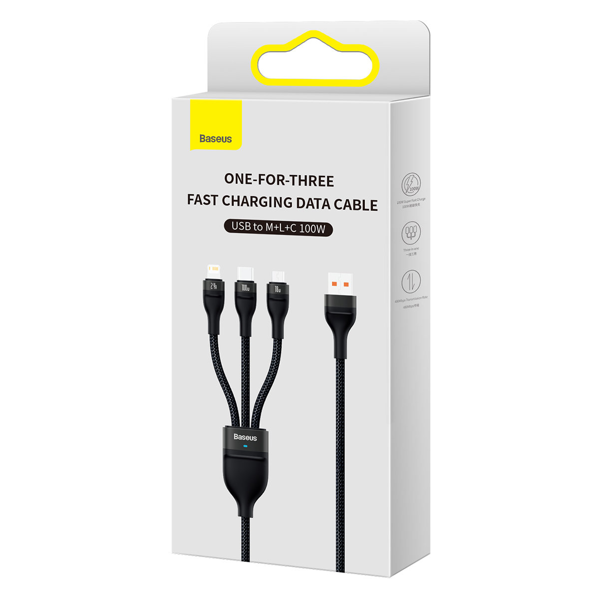Kabel przewód 3w1 USB do USB-C / iPhone Lightning / micro USB 1.2m - czarny (5)