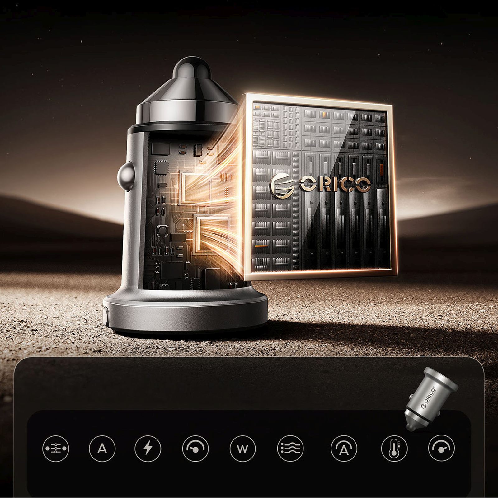 Ładowarka samochodowa USB-A USB-C 45W - srebrna (6)