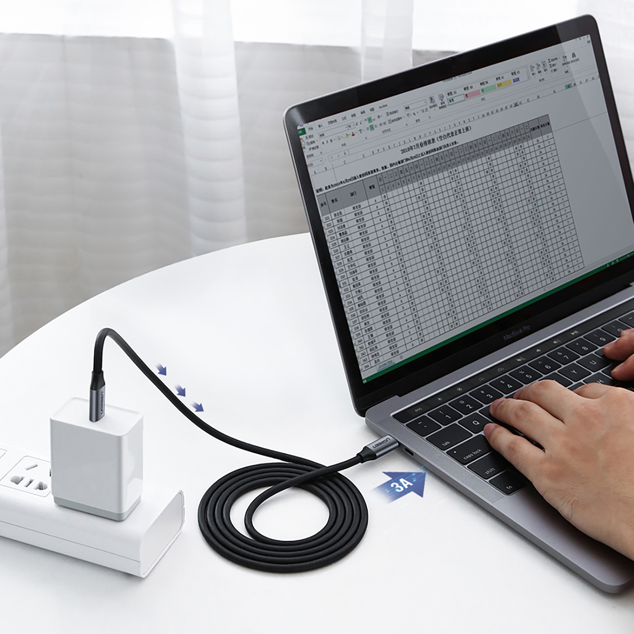 Kabel przewód USB-C 3.1 - USB-C 3.1 1.5m - szary (3)