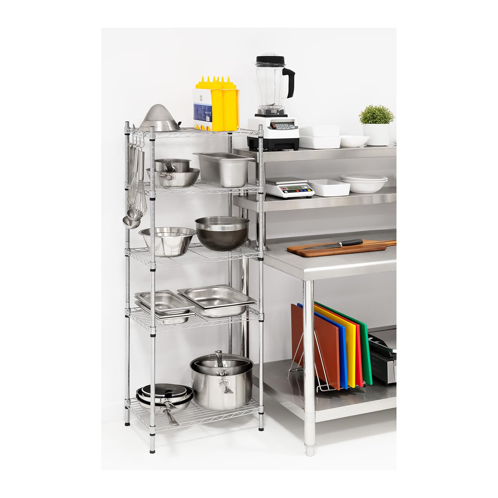 Regał magazynowy druciany ażurowy kolor szary 150x55x35cm do 150kg (8)