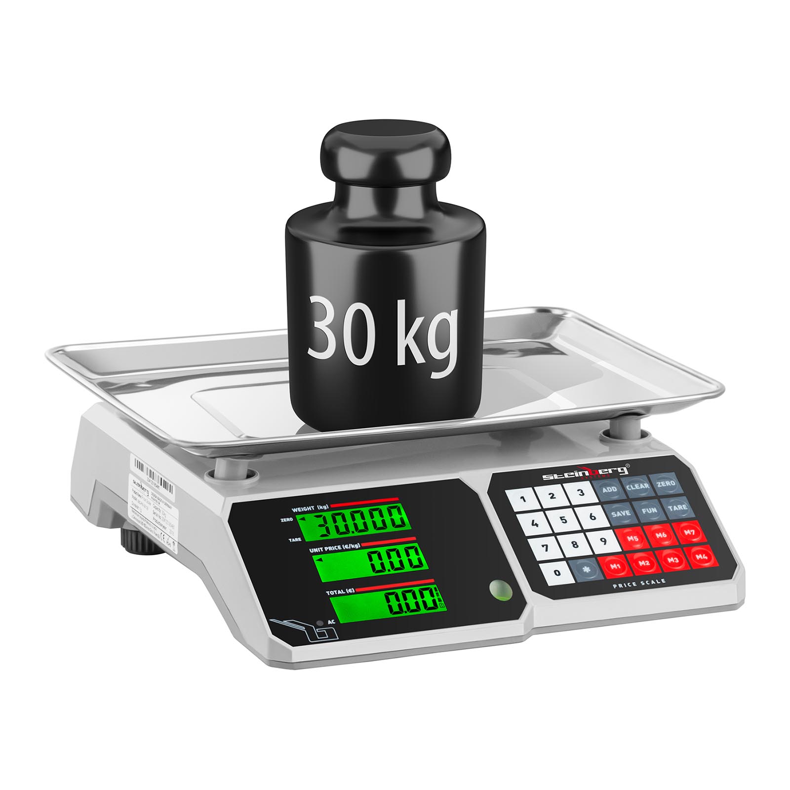 Waga spożywcza sklepowa licząca z pamięcią i funkcją liczenia sztuk SBS-PW-301CB 30kg / 1g (3)