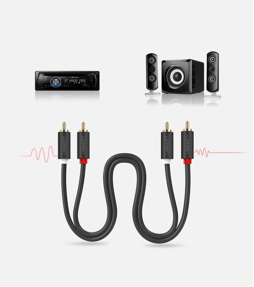 Kabel przewód stereo audio video 2 RCA 2x Cinch 5m szary (11)