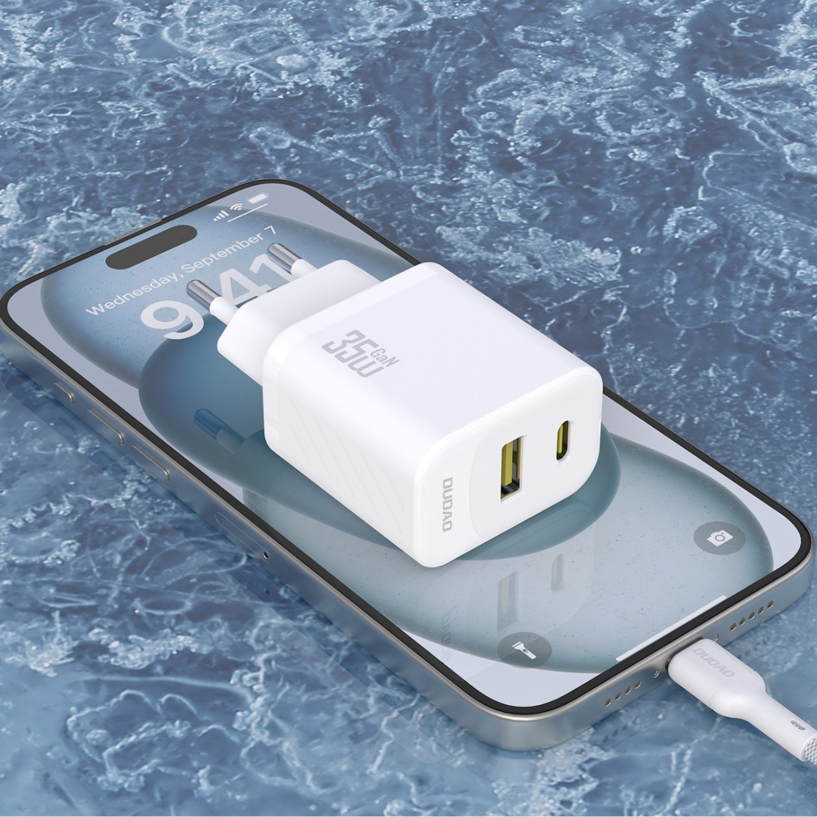 Ładowarka sieciowa z kablem USB-C 1m 35W - biała (8)