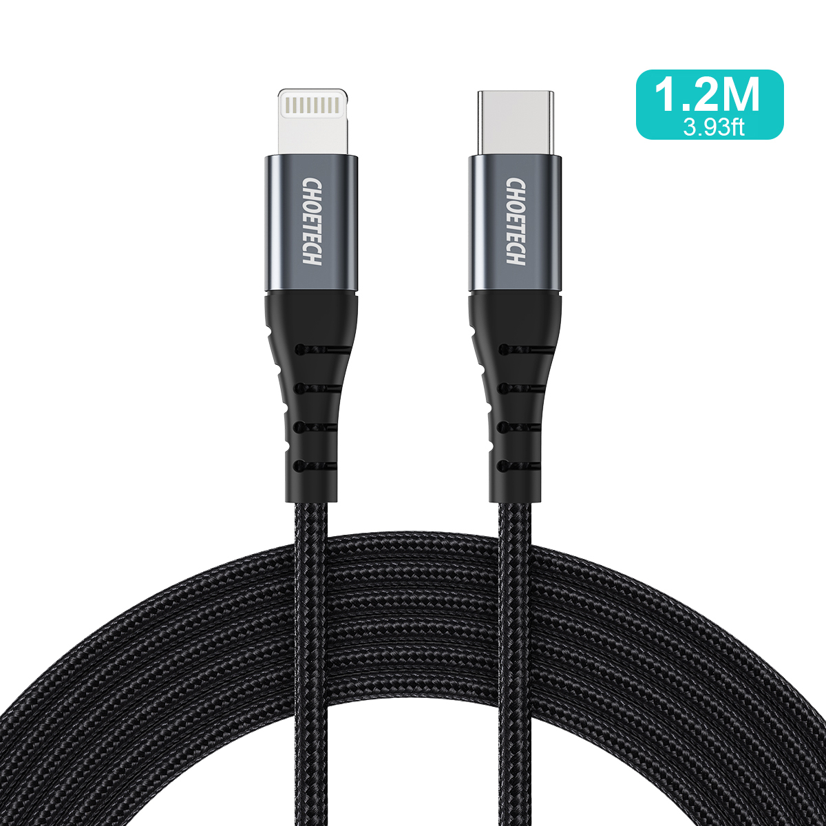 Kabel przewód do iPhone USB-C - Lightning 480Mb/s 3A 1.2m - czarny (3)