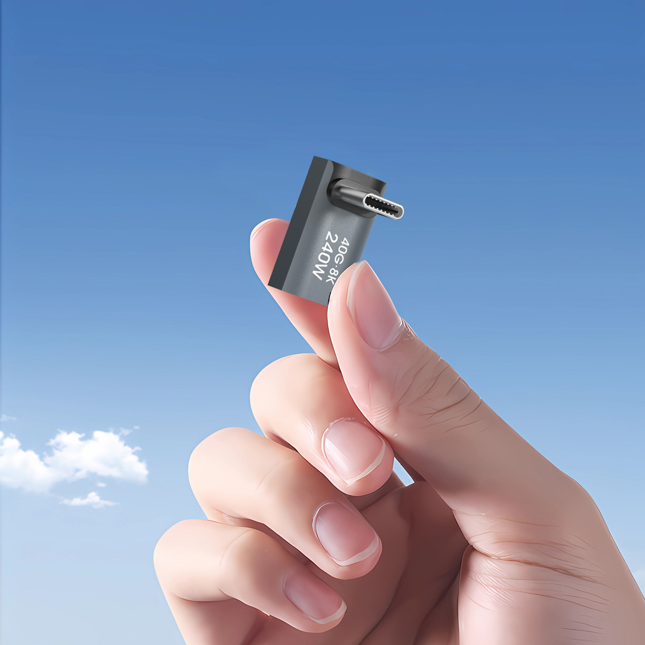 Adapter przejściówka kątowa USB-C 40Gb/s 240W 8K OTG - szara (6)