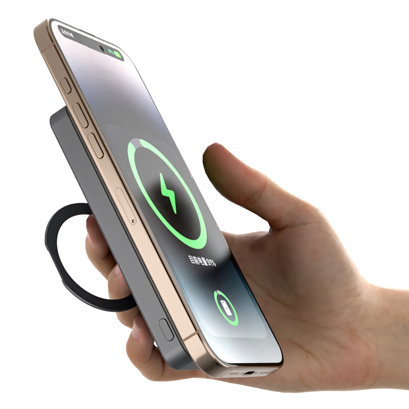 Powerbank K28 10000mAh z MagSafe z metalową obudową i podstawką PD 22.5W - srebrny (8)