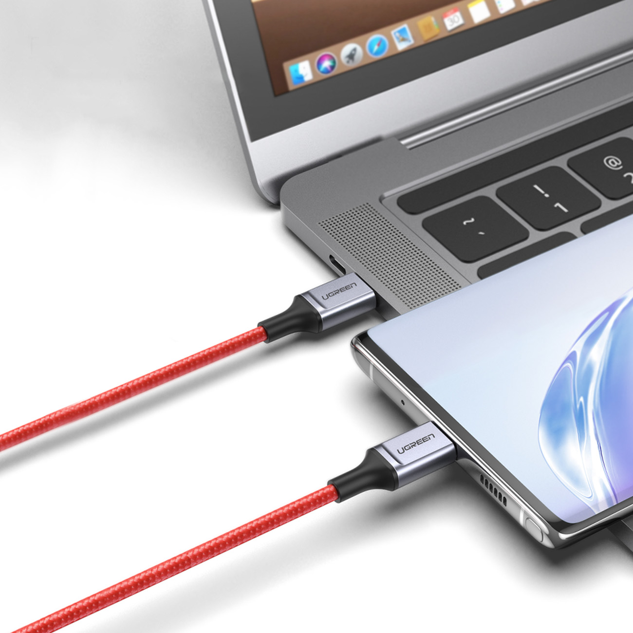 Kabel przewód w oplocie USB-C - USB-C 2.0 3A czerwony (3)