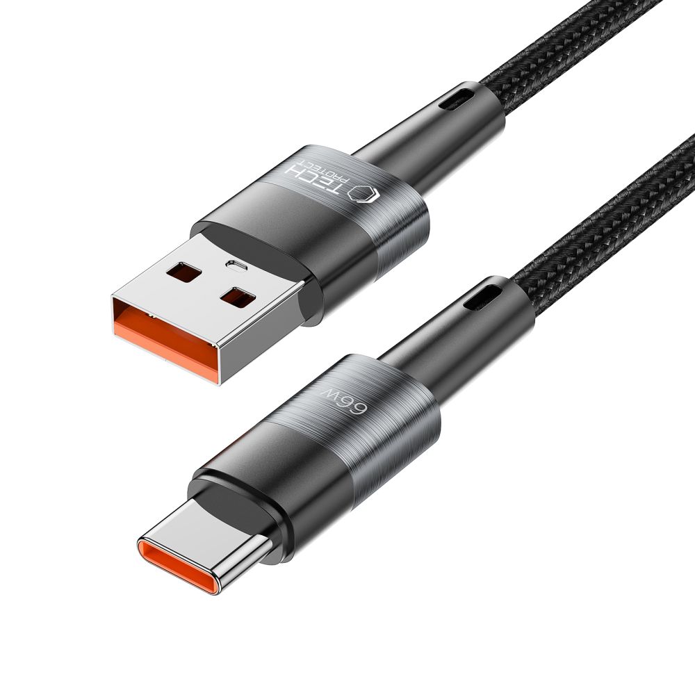 Kabel przewód USB-C - USB-A 66W 6A 0.25m - szary (4)