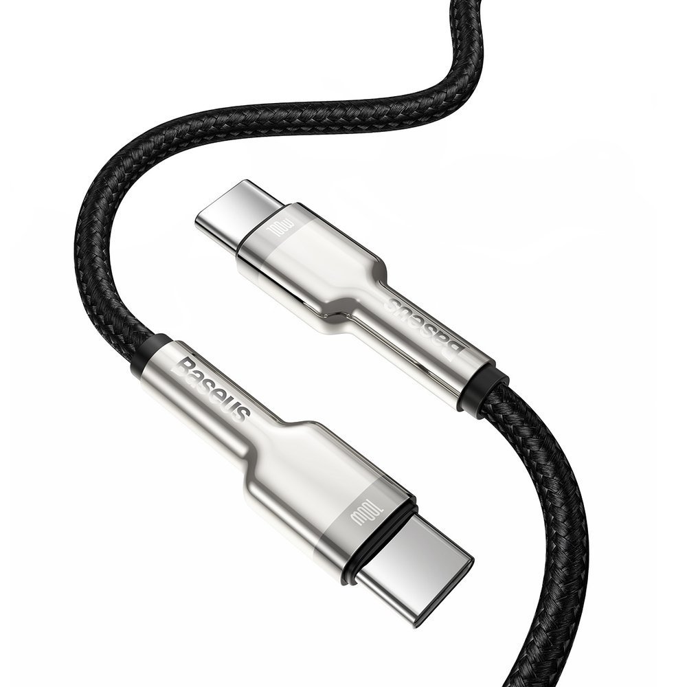 Przewód kabel USB-C - USB-C Cafule Metal Data Power Delivery 100W 2m - czarny (3)