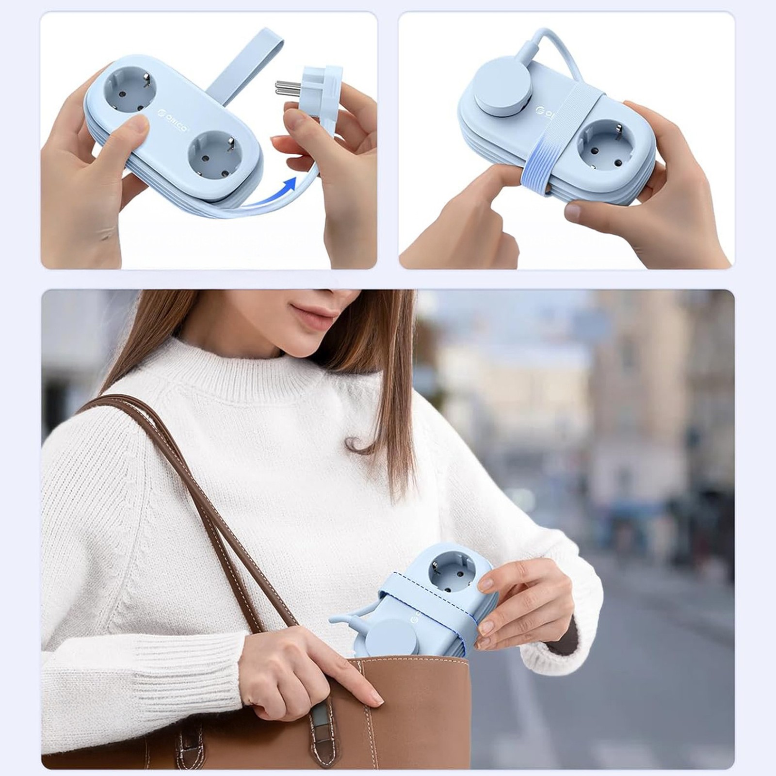 Listwa zasilająca 6w1 AC USB-A USB-C GaN 65W - niebieska (5)