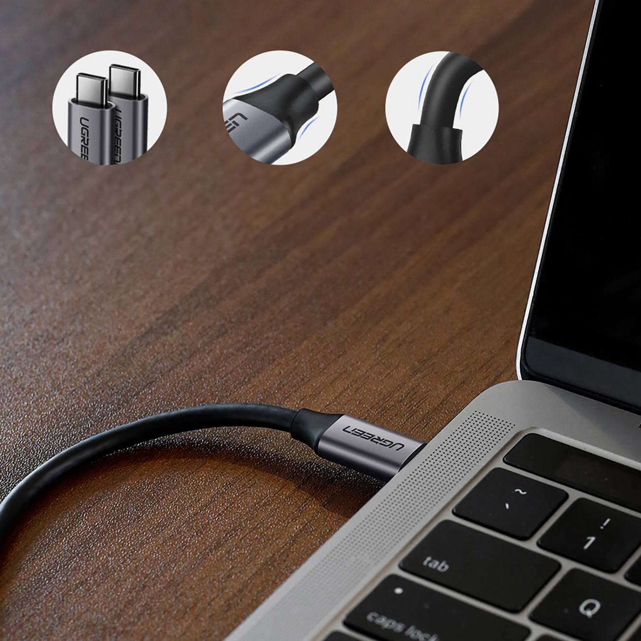 Kabel przewód USB-C 3.1 - USB-C 3.1 1.5m - szary (7)