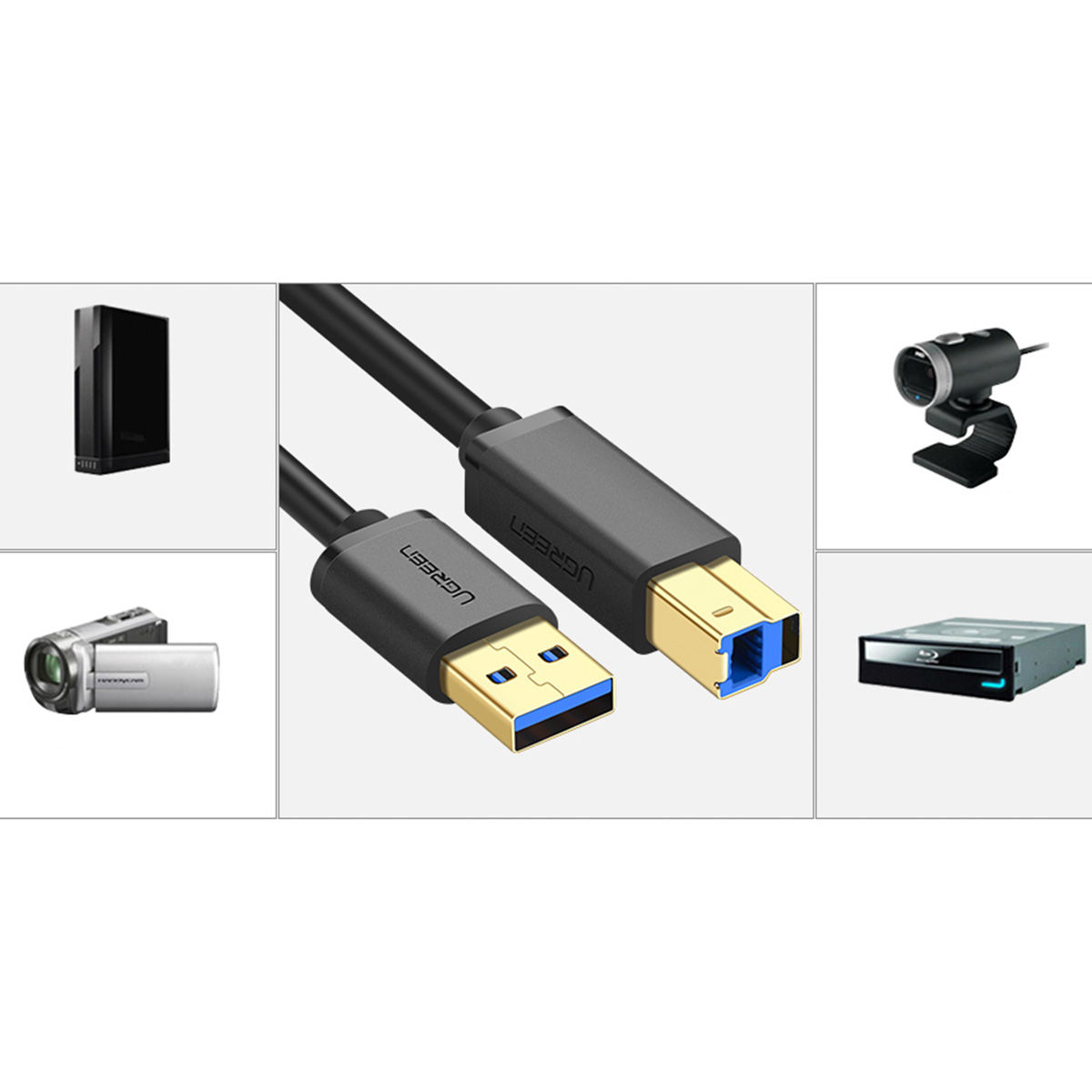 Kabel przewód do drukarki USB-A - USB-B 5Gb/s 2m czarny (7)