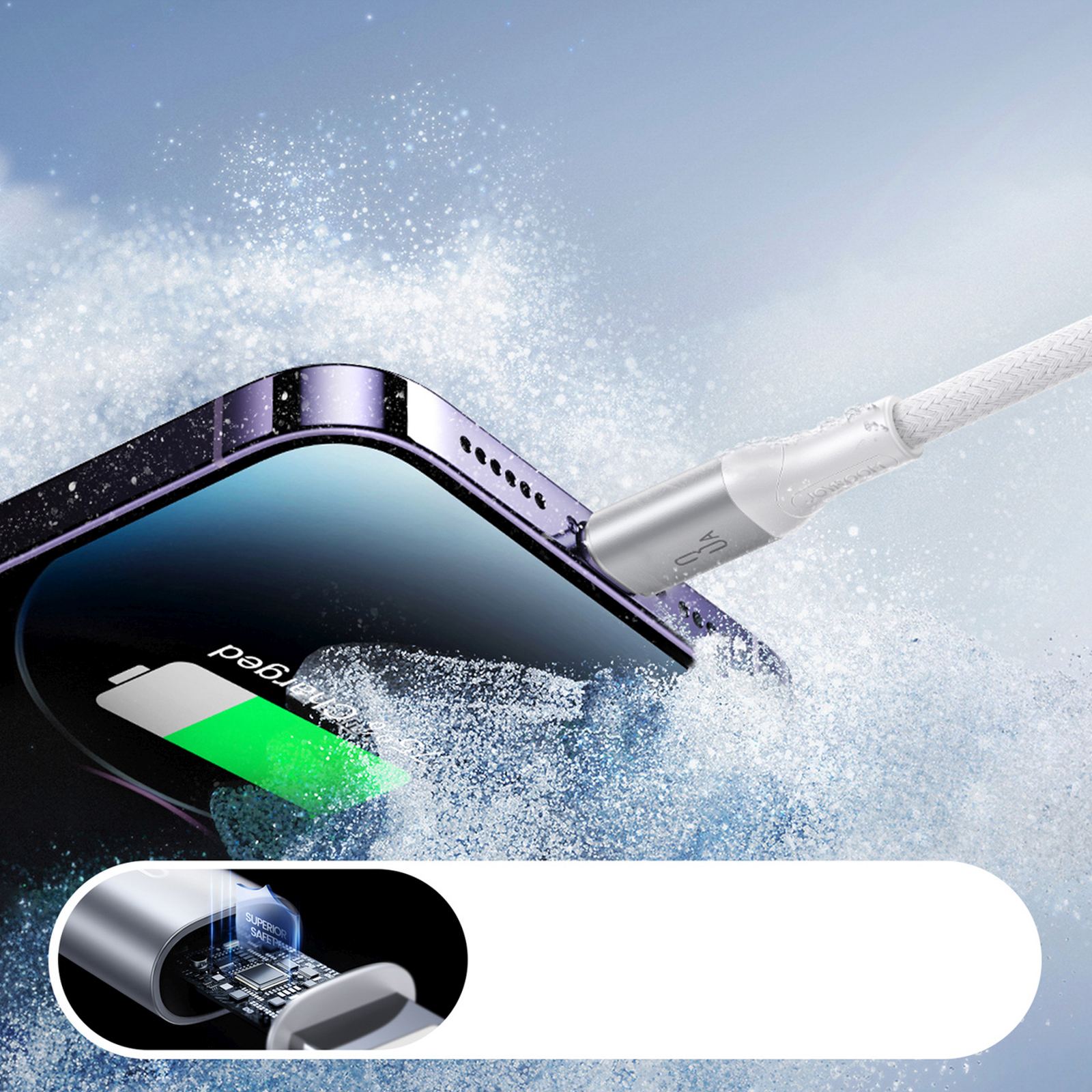 Kabel przewód S-A28 z oplotem USB-A - Lightning 3A 1m - biały (6)
