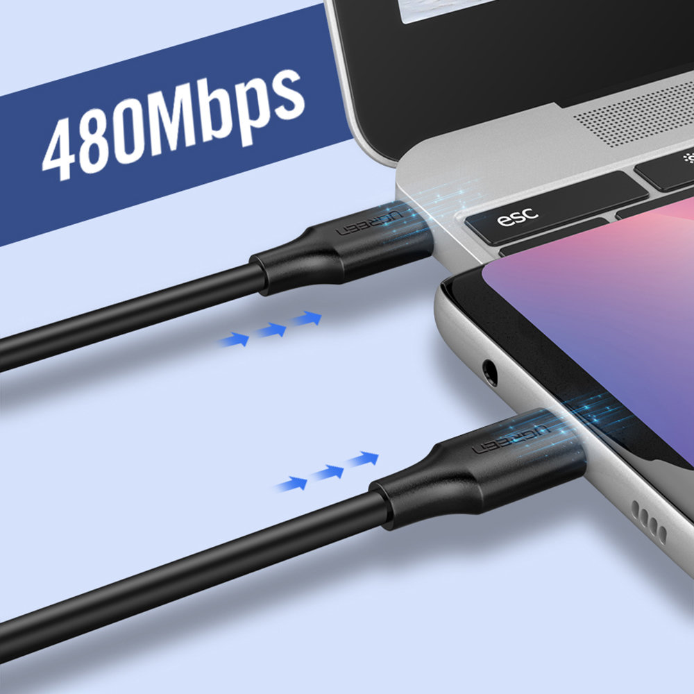 Kabel przewód USB-C do ładowania i transferu danych 3A 2m czarny (7)