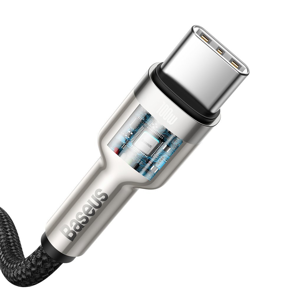 Przewód kabel USB-C - USB-C Cafule Metal Data Power Delivery 100W 2m - czarny (4)