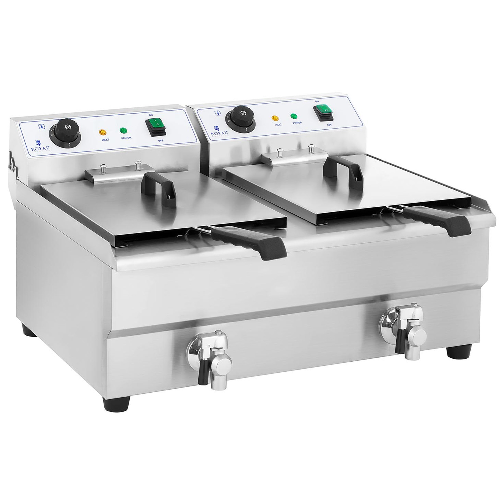 Frytkownica frytownica gastronomiczna dwukomorowa z kranami 230V 2x16L (3)