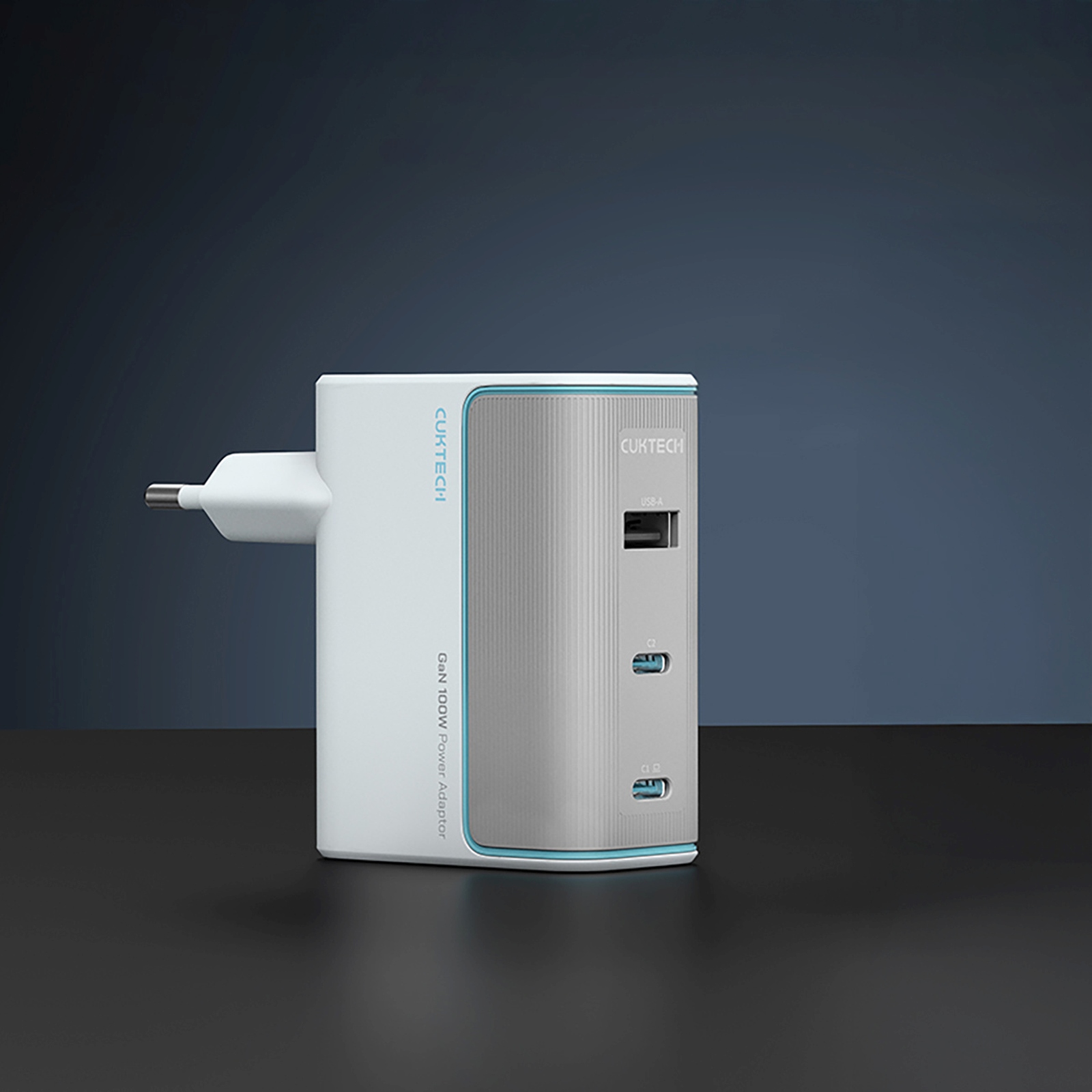 Ładowarka sieciowa USB-C USB-A z kablem GaN 100W - biała (4)