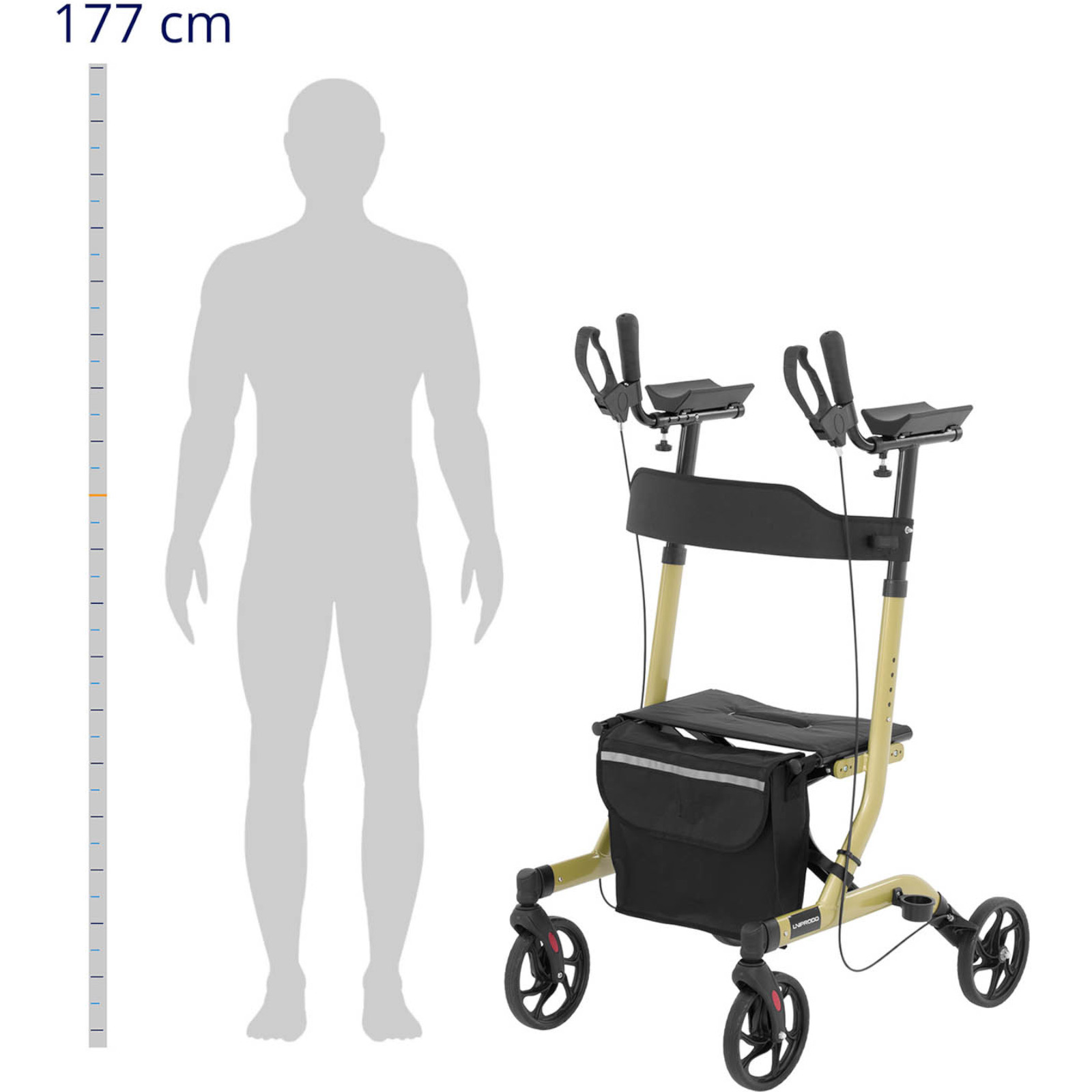 Balkonik chodzik czterokołowy składany dla seniora z siedziskiem i torbą do 136kg (3)