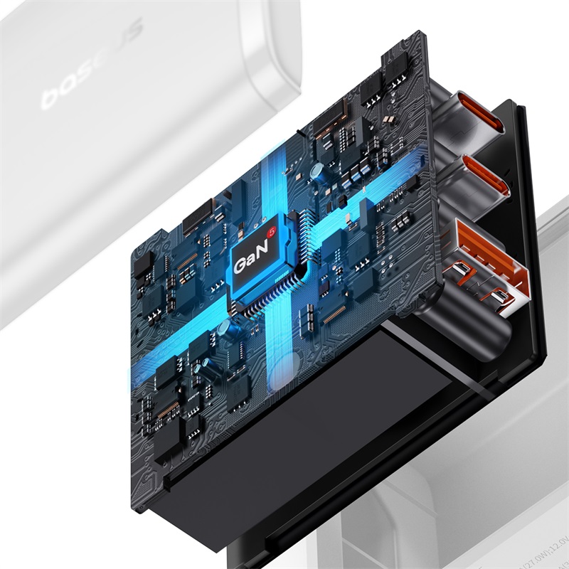 Ładowarka sieciowa GaN Cube Pro 65W 2x USB-C USB-A biała (11)