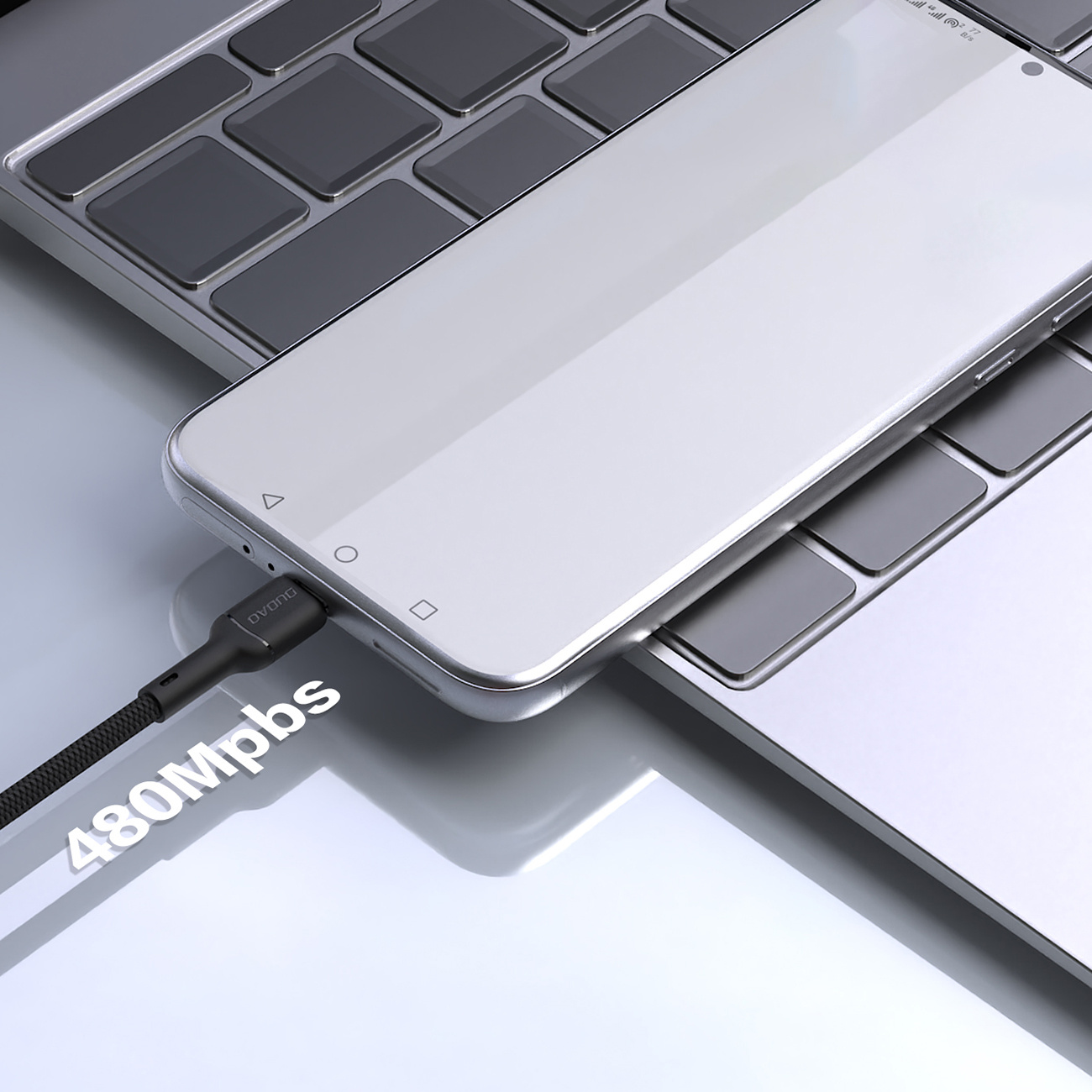 Kabel przewód USB-A - USB-C 5A 1m - czarny (3)