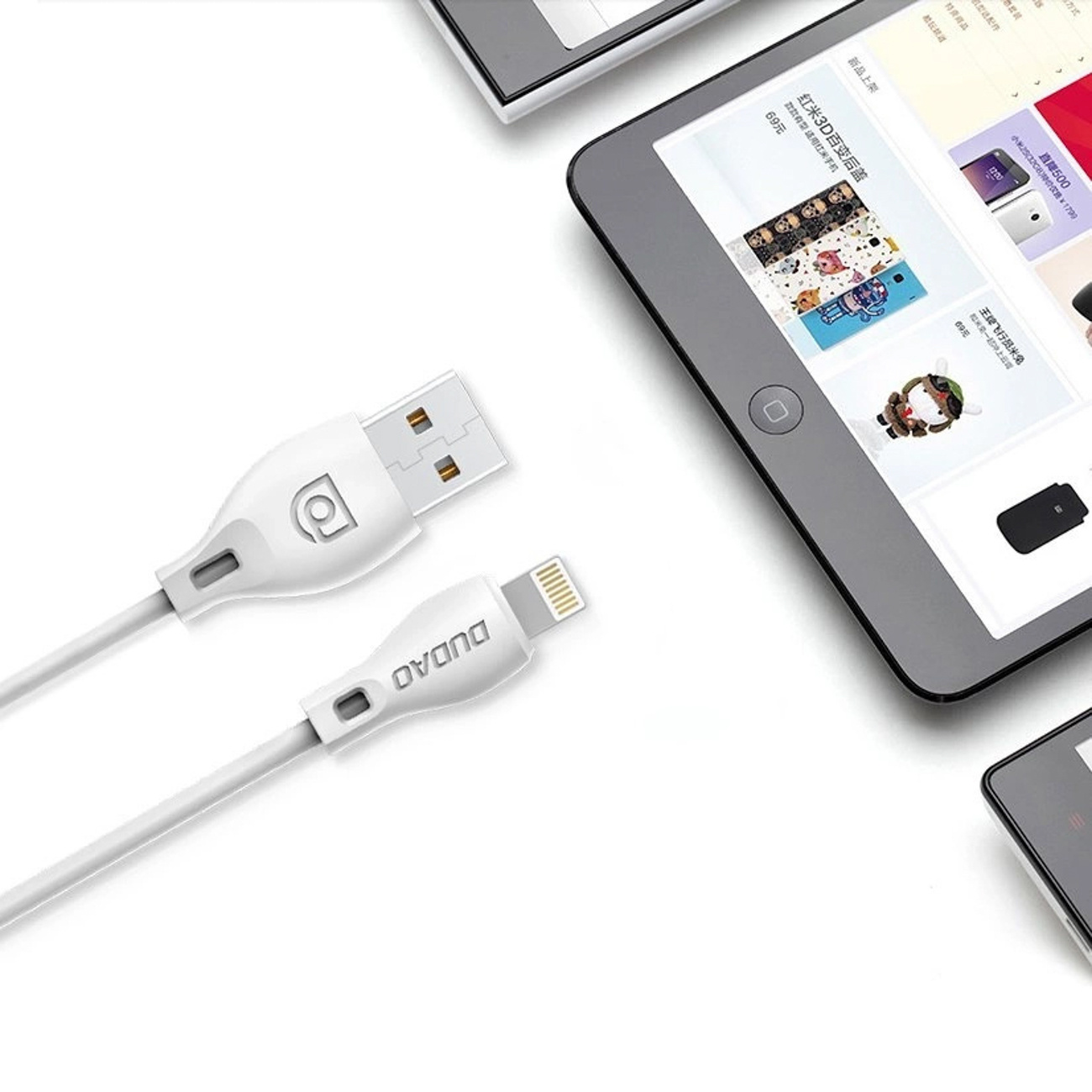 Kabel przewód USB-A - MicroUSB L4M 2.4A 1m - biały (6)